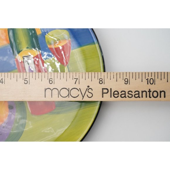 VTG 2004 Mary Naylor Designs Handpainted Wall Decor Round Art Plate Wine Fruit - Picture 4 of 4